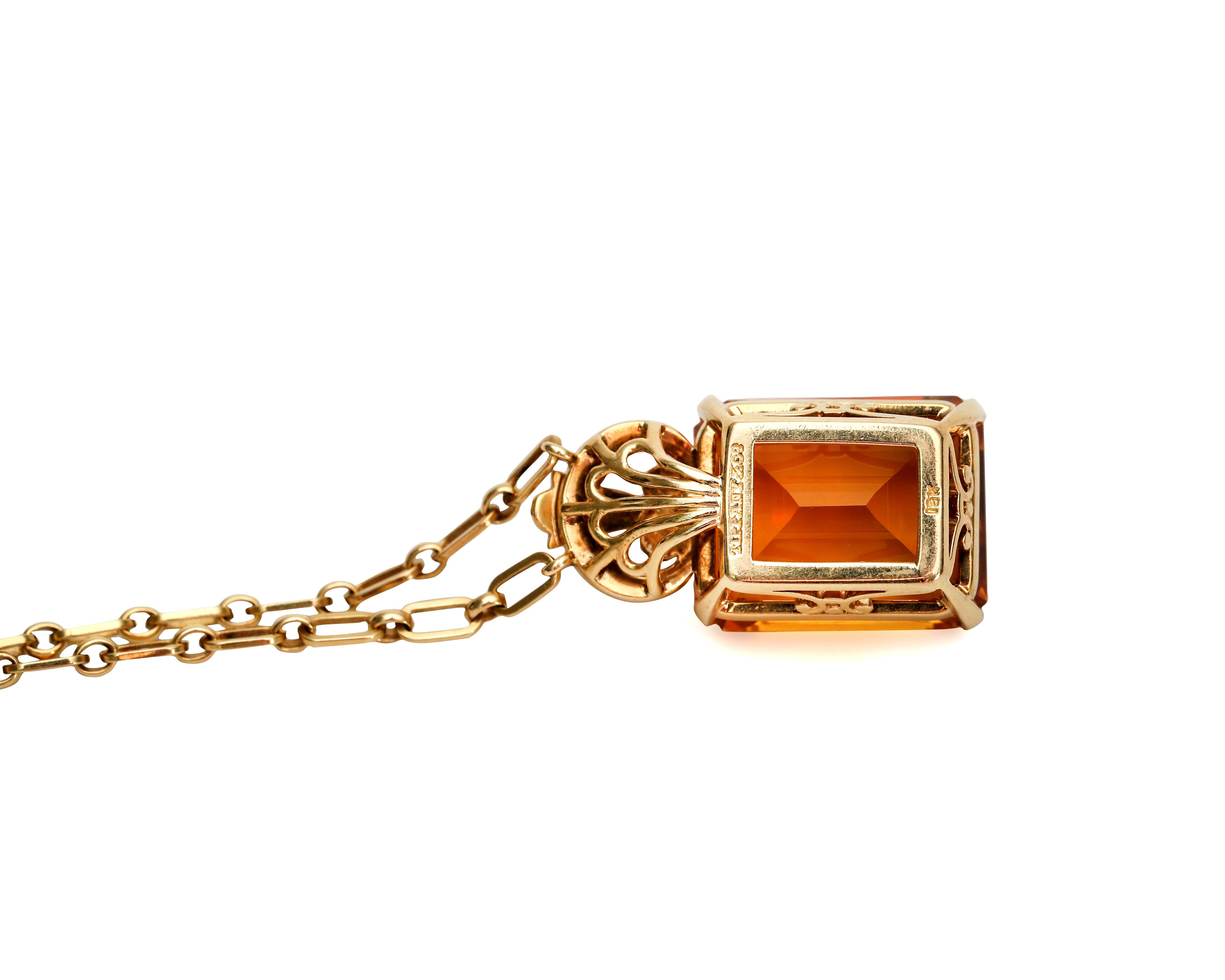Vintage Tiffany & Co. Citrine Pendant with 18 Karat Gold Chain Necklace 1