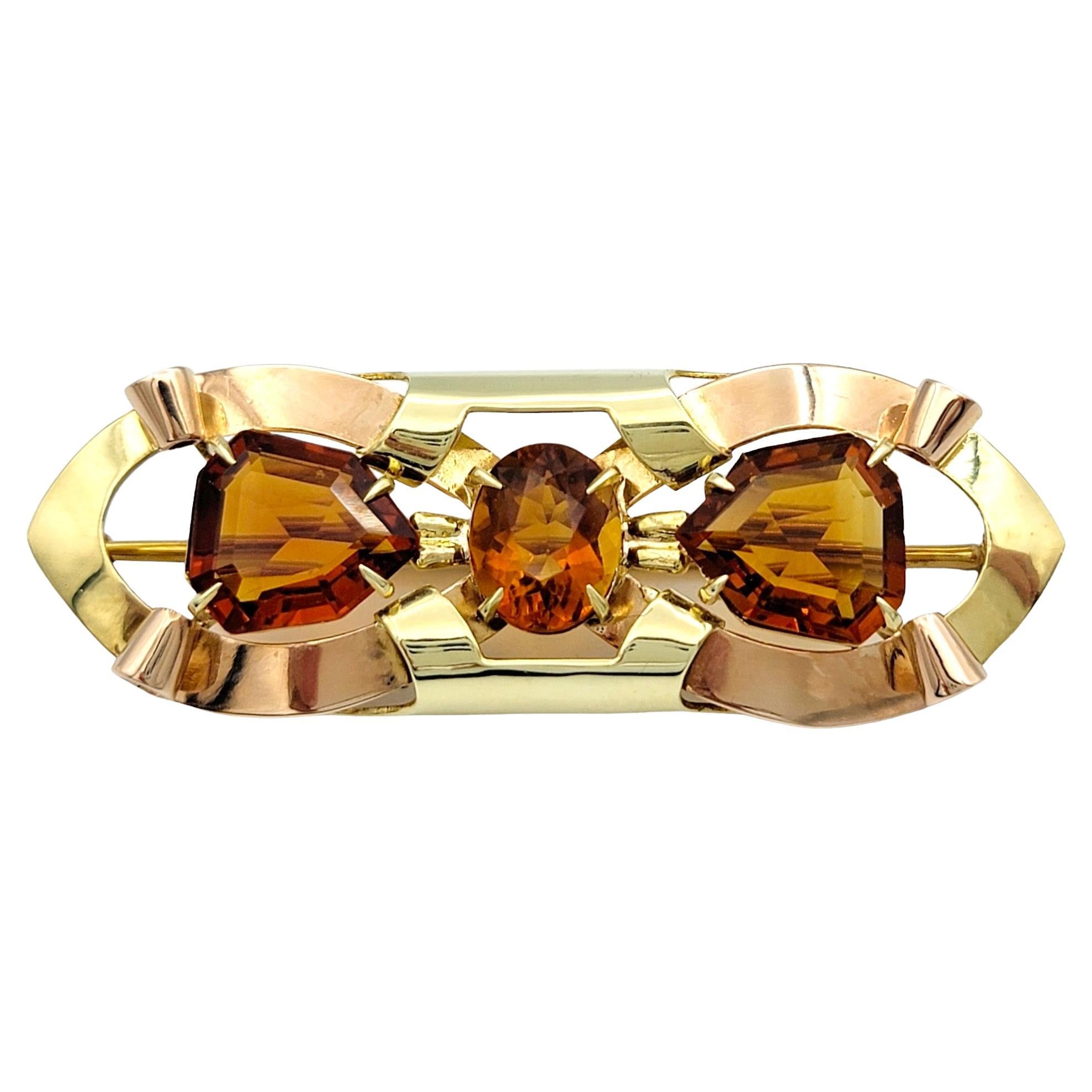 Weinlese Tiffany & Co. Citrin-Band-Design-Brosche, 14 Karat Gelb- und Roségold