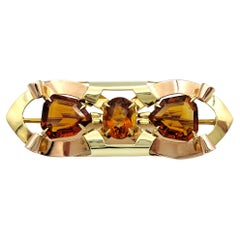 Vintage Tiffany & Co. Citrine Ribbon Design Brooch, 14 Karat Yellow & Rose Gold