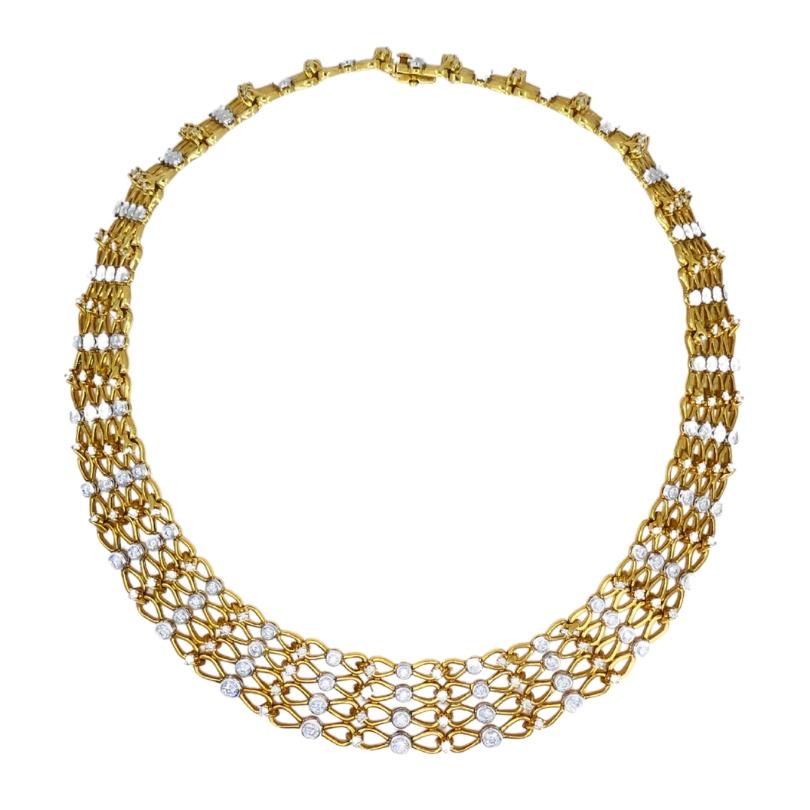 Women's or Men's Vintage Tiffany & Co. Collar Necklace Gold Platinum Diamond Estate Jewelry For Sale