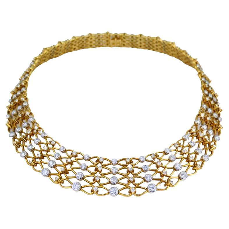 Vintage Tiffany & Co. Collar Necklace Gold Platinum Diamond Estate Jewelry For Sale