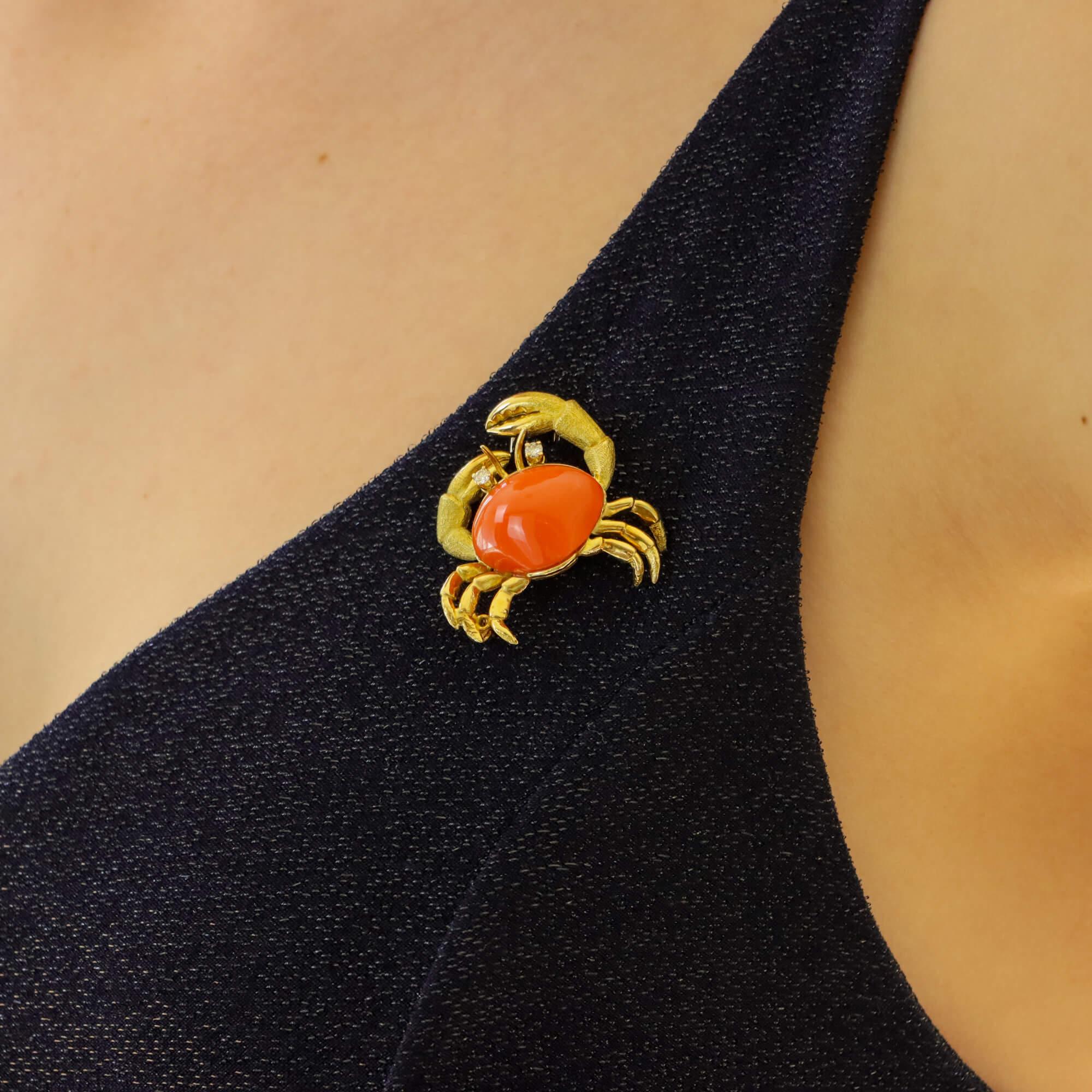 vintage crab brooch