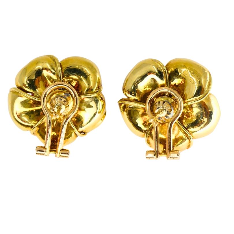 Women's Vintage Tiffany & Co. Coral Floral Earrings 18k Gold Estate Jewelry