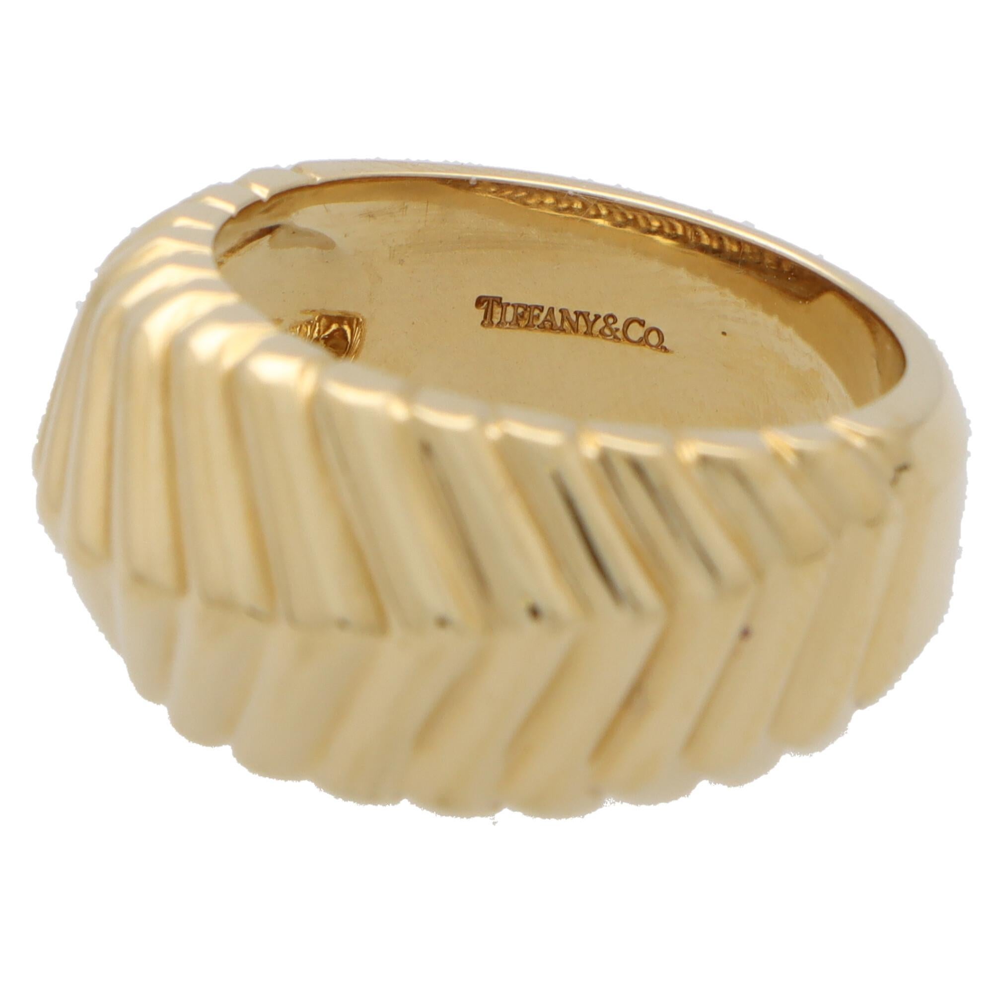 Modern Vintage Tiffany & Co. 'Cordis' Chevron Ring Set in 18k Yellow Gold