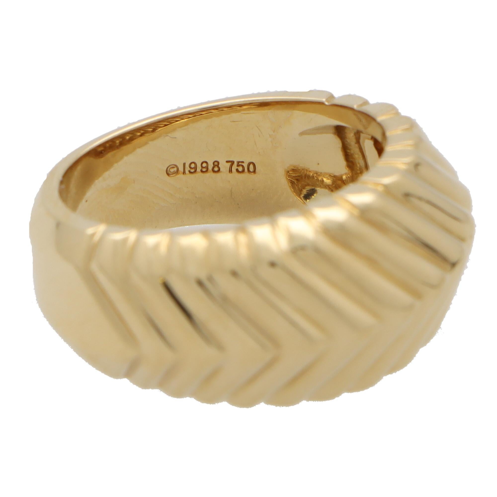 Vintage Tiffany & Co. 'Cordis' Chevron Ring Set in 18k Yellow Gold In Good Condition In London, GB