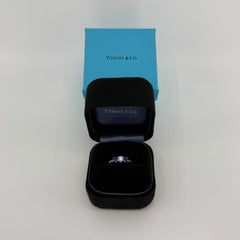 Vintage Tiffany & Co Cornflower Blue Sapphire Diamond Platinum Three Stone Ring