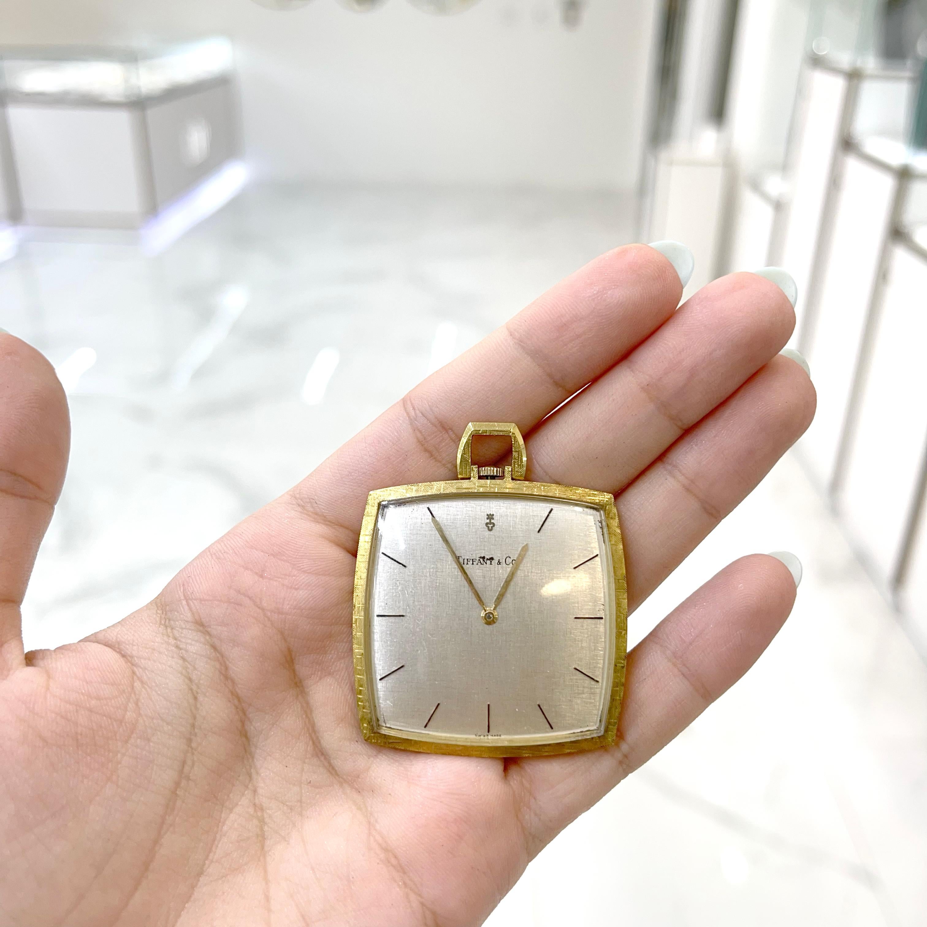 Vintage Tiffany & Co. & Corum Collab 18K Yellow Gold Manual Winding Pocket Watch In Excellent Condition In Houston, TX