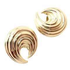 Vintage Tiffany & Co Crescent Moon Yellow Gold Earrings