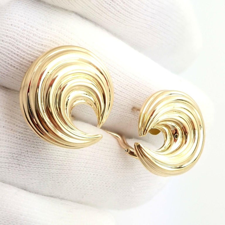 Vintage Tiffany and Co Crescent Moon Yellow Gold Earrings For Sale at ...