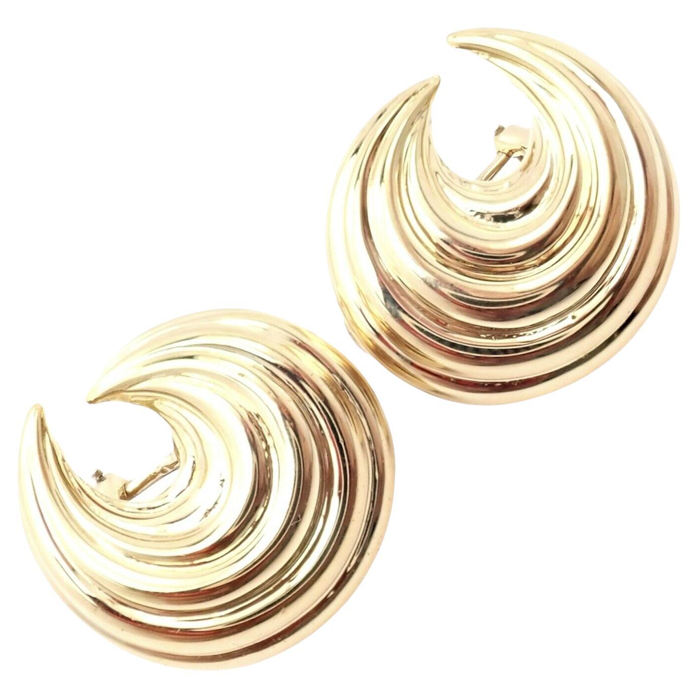 Vintage Tiffany & Co Crescent Moon Yellow Gold Earrings For Sale