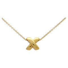 Vintage Tiffany & Co. Cross Stitch Pendant Necklace in Yellow Gold