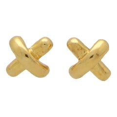 Vintage Tiffany & Co. Cross Stitch Stud Earrings in 18k Yellow Gold