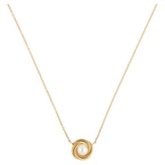 Vintage Tiffany & Co. Crossover Circle Pearl Necklace in Yellow Gold