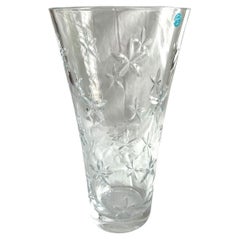 Vintage Tiffany Co Crystal Cut “Star Flower” Vase ~ 12”