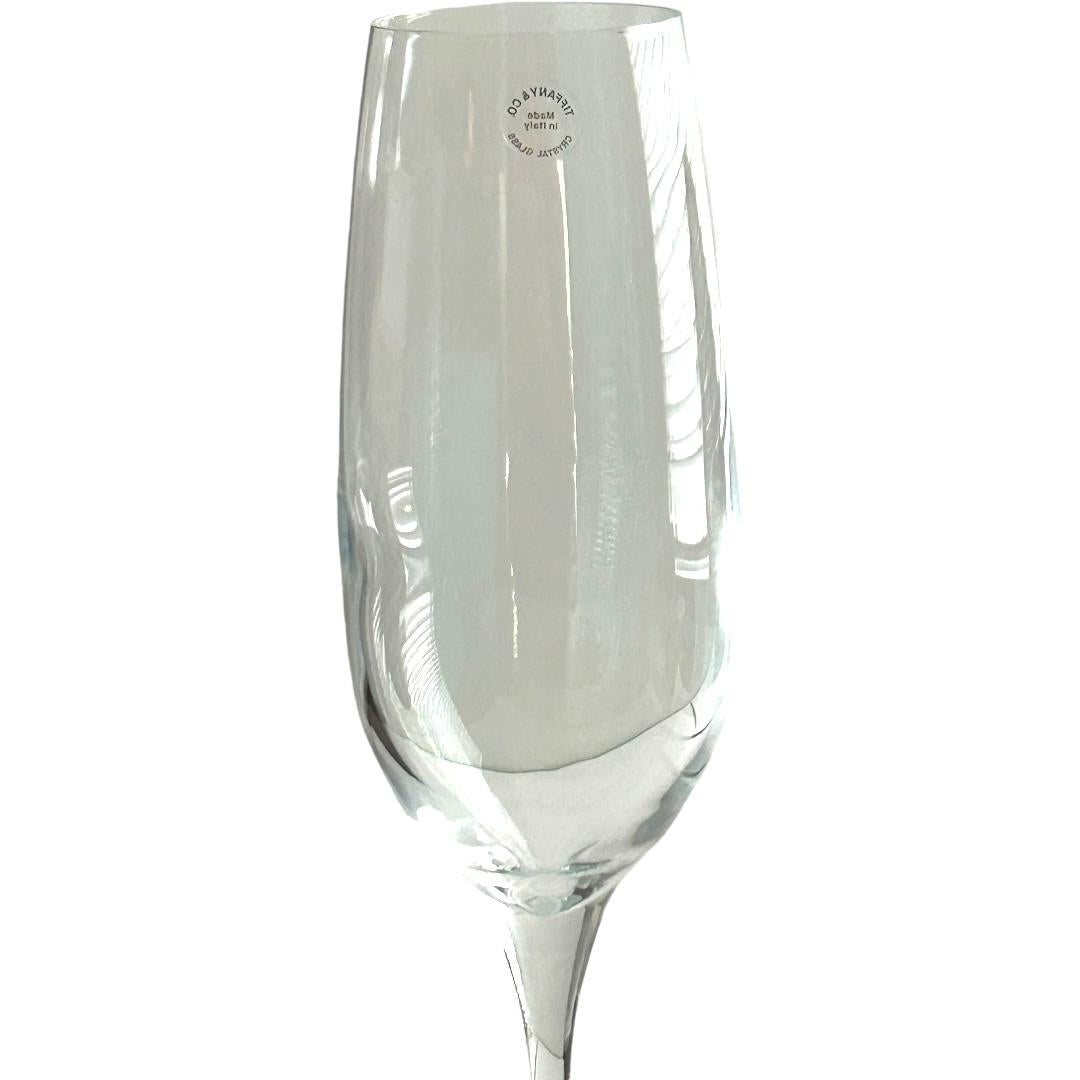 Vintage Tiffany & Co. Crystal Glass Champagne Flutes (Pair) w/ Box In Good Condition For Sale In Naples, FL