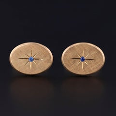 Gemelos vintage Tiffany & Co. de oro de 14 quilates con zafiros