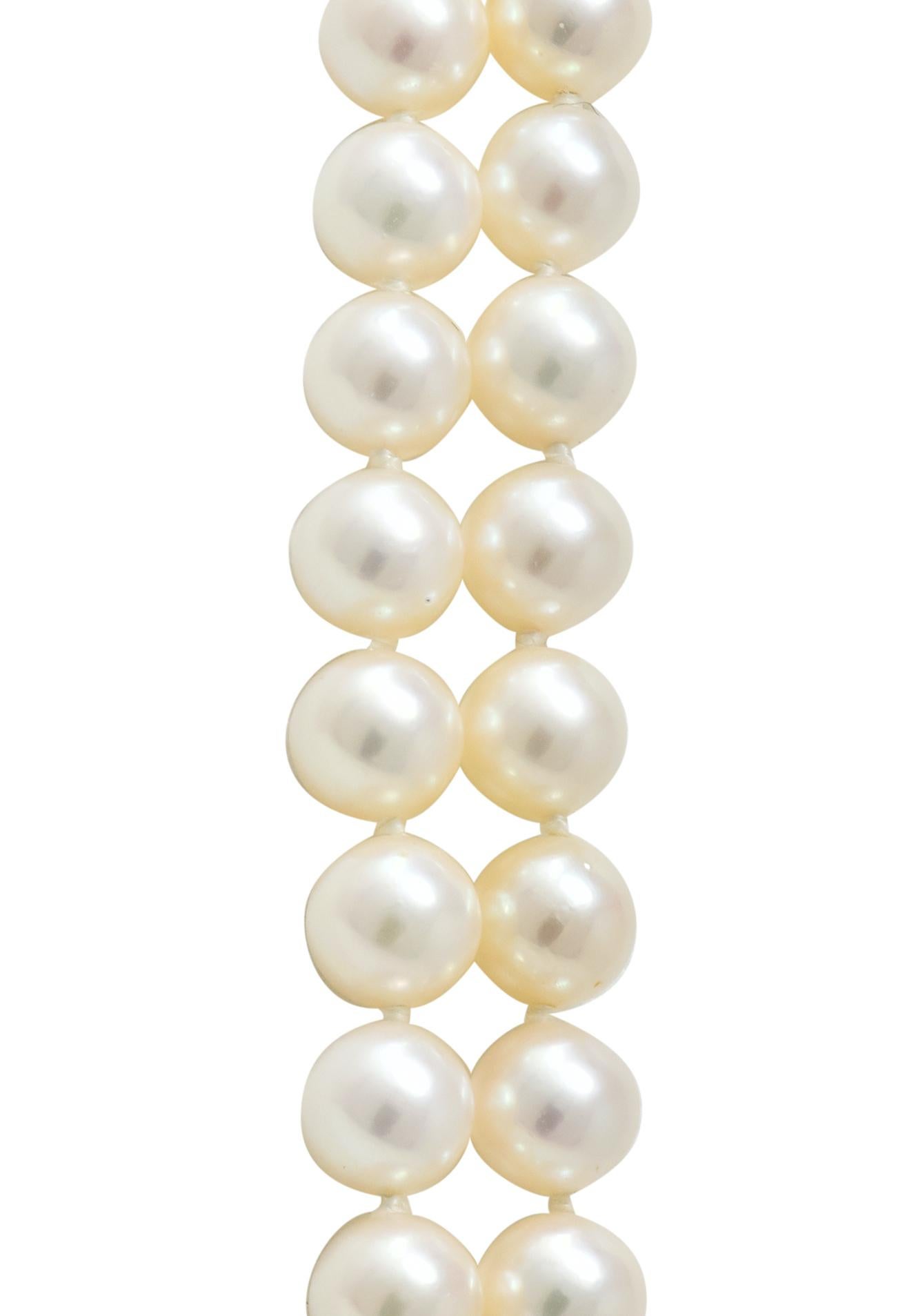 Women's or Men's Vintage Tiffany & Co. Cultured Pearl 18 Karat Gold Double Strand Necklace