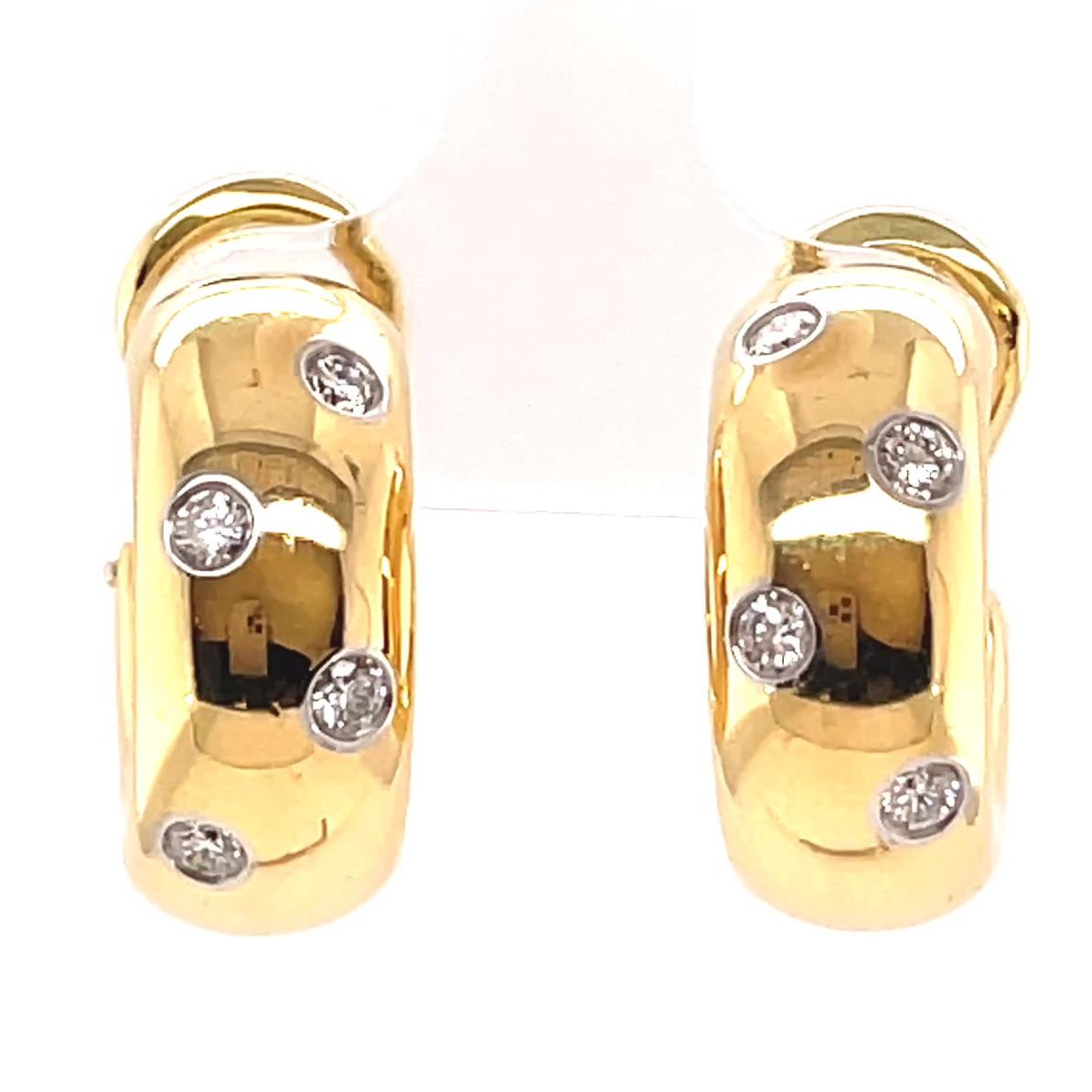 Vintage Tiffany and Co. Diamond 18 Karat Gold Hoop Earrings For Sale at ...