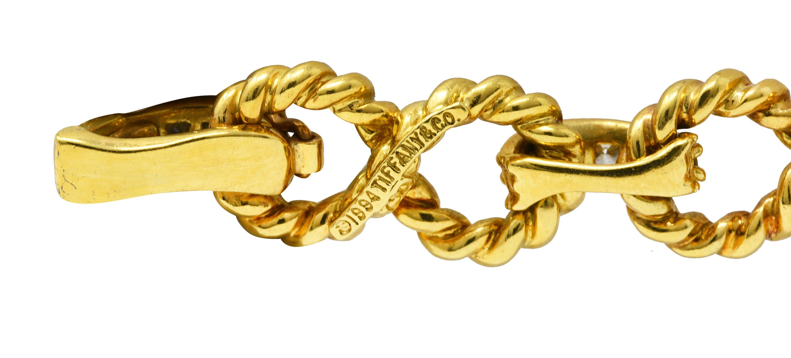 Vintage Tiffany & Co. Diamond 18 Karat Gold Twisting Infinity Bracelet 3