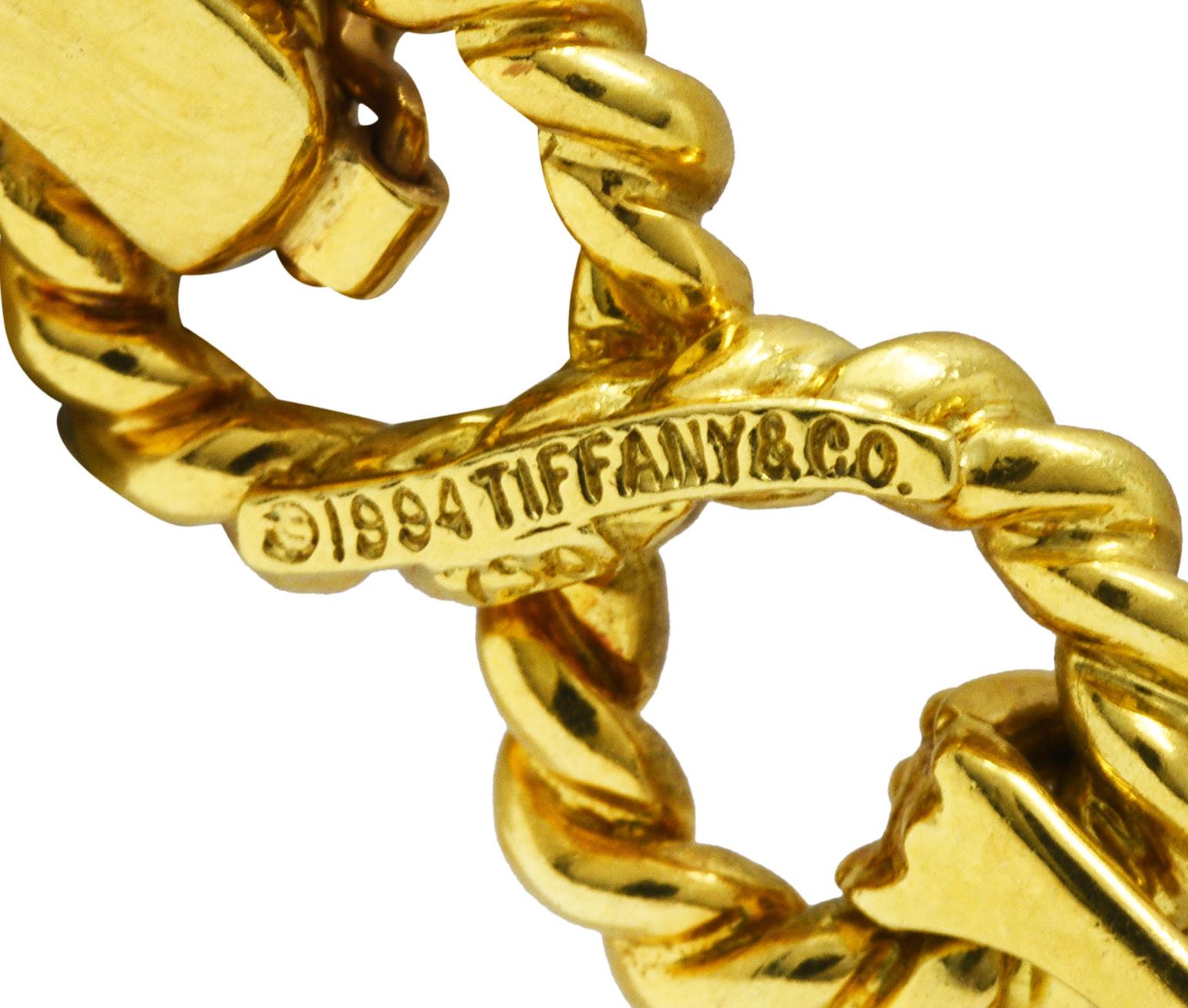 Vintage Tiffany & Co. Diamond 18 Karat Gold Twisting Infinity Bracelet 4