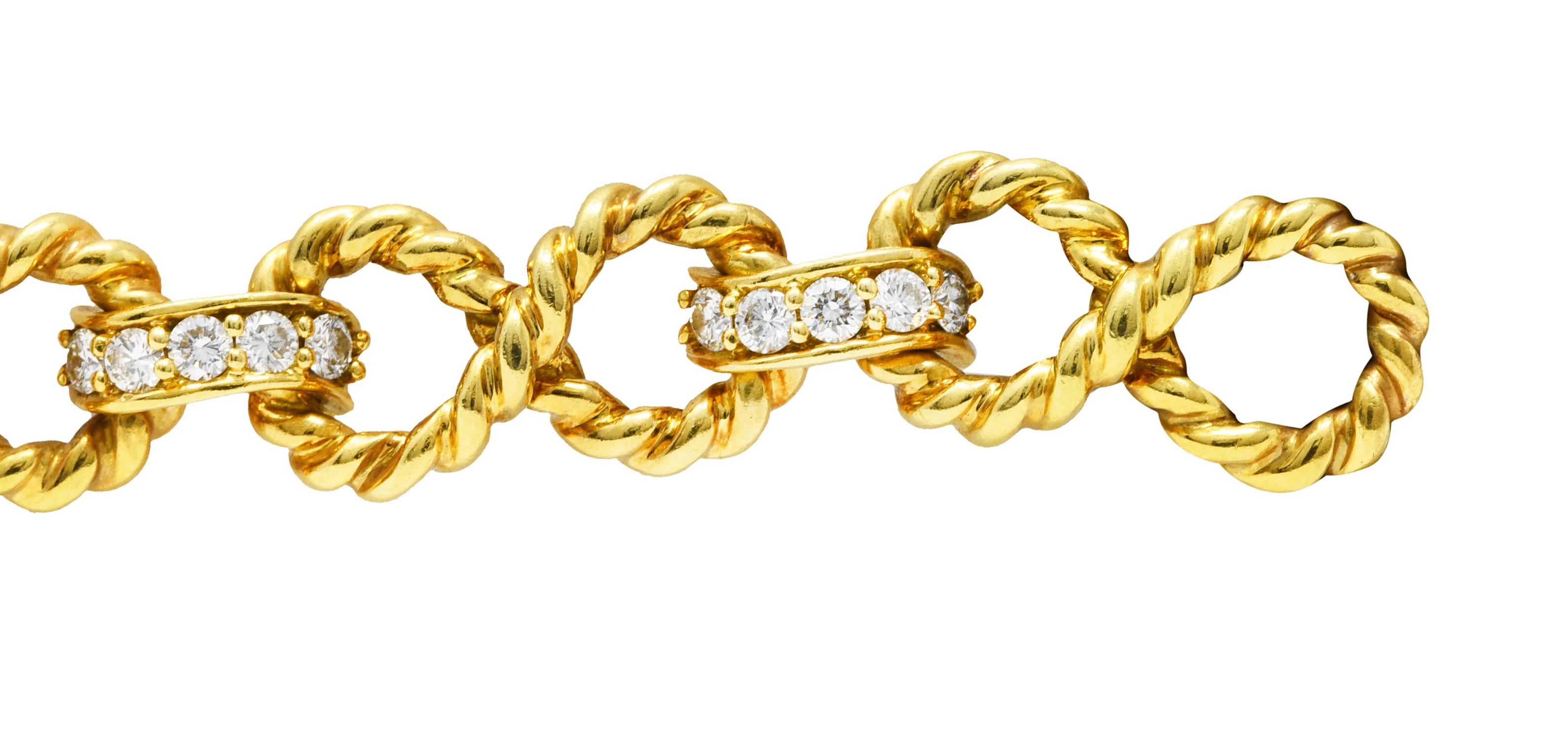 Women's or Men's Vintage Tiffany & Co. Diamond 18 Karat Gold Twisting Infinity Bracelet