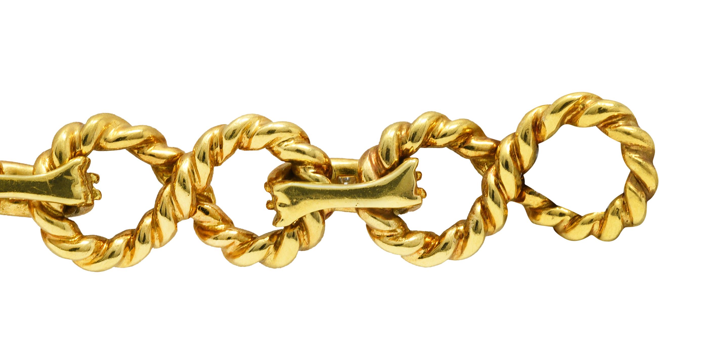 Vintage Tiffany & Co. Diamond 18 Karat Gold Twisting Infinity Bracelet 2