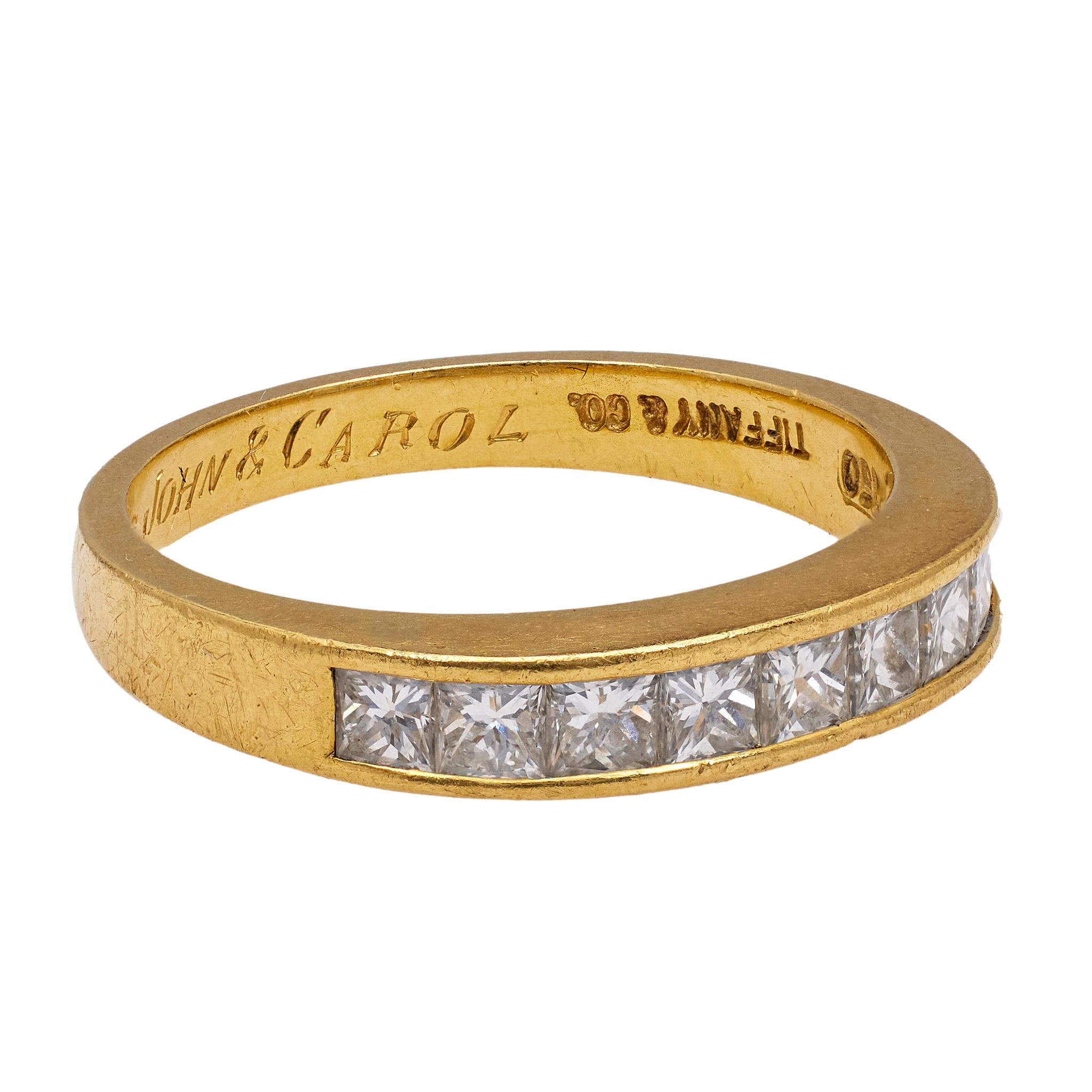 Women's or Men's Vintage Tiffany & Co. Diamond 18k Yellow Gold Half Eternity Band