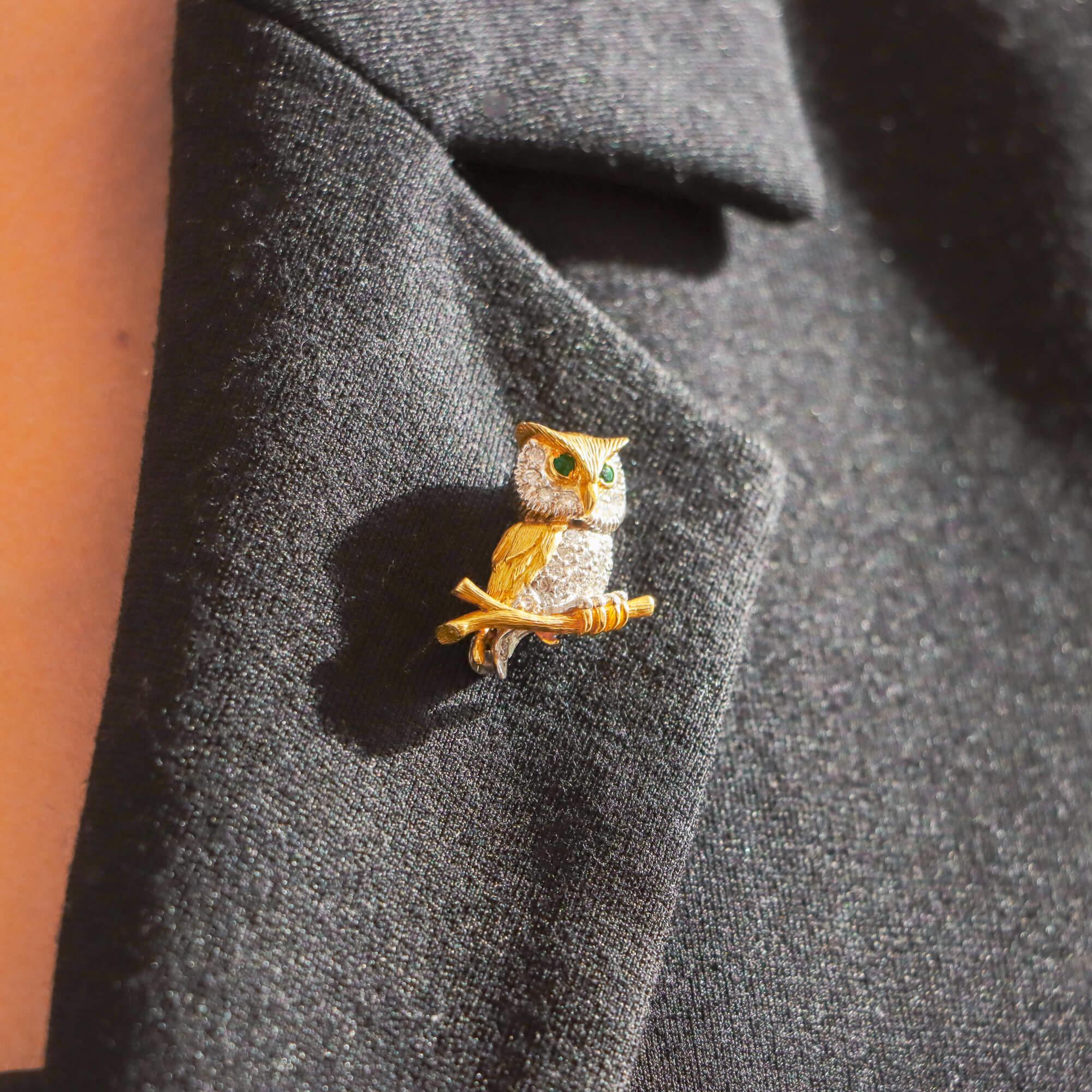 vintage owl brooch
