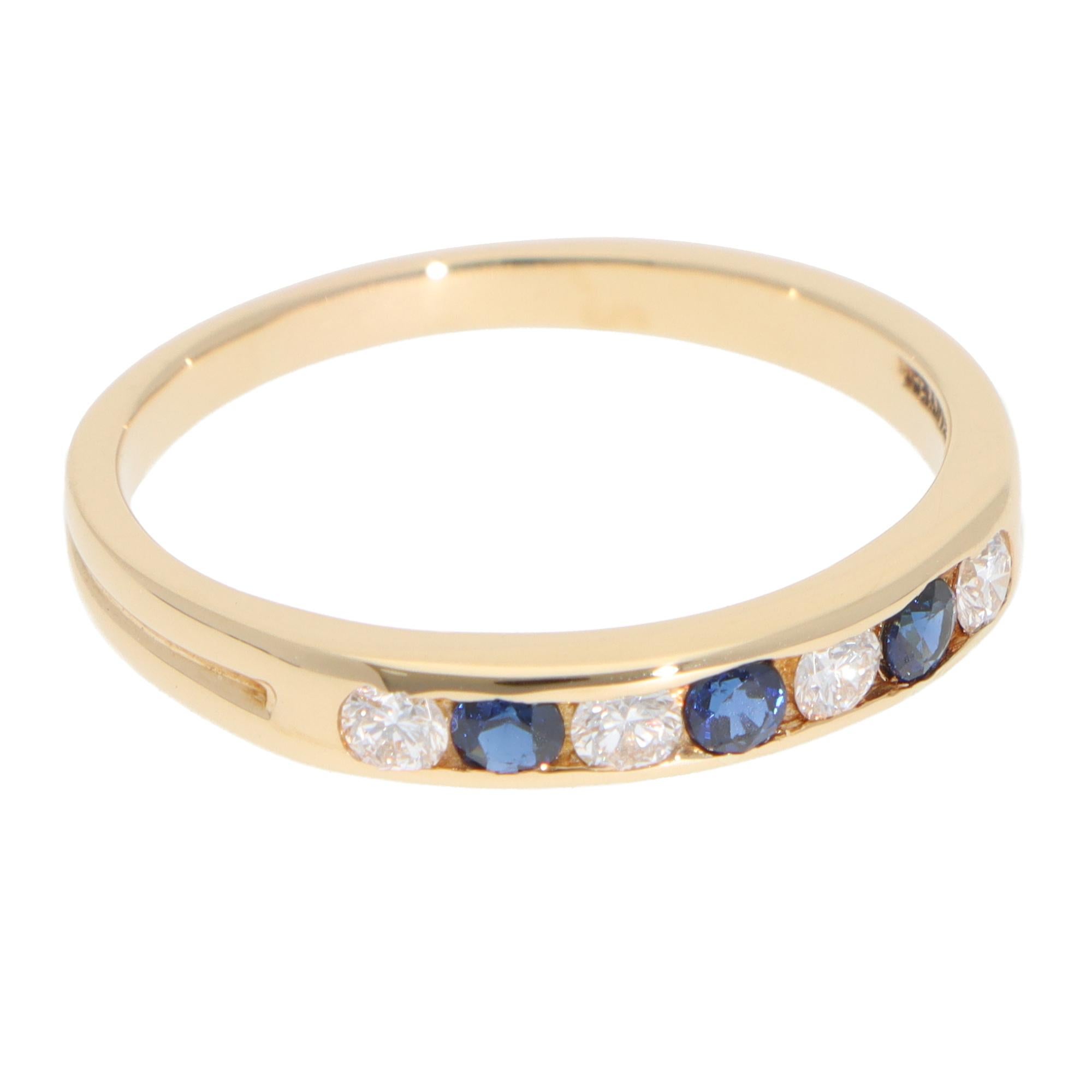 Modern Vintage Tiffany & Co. Diamond and Sapphire Half Eternity Ring