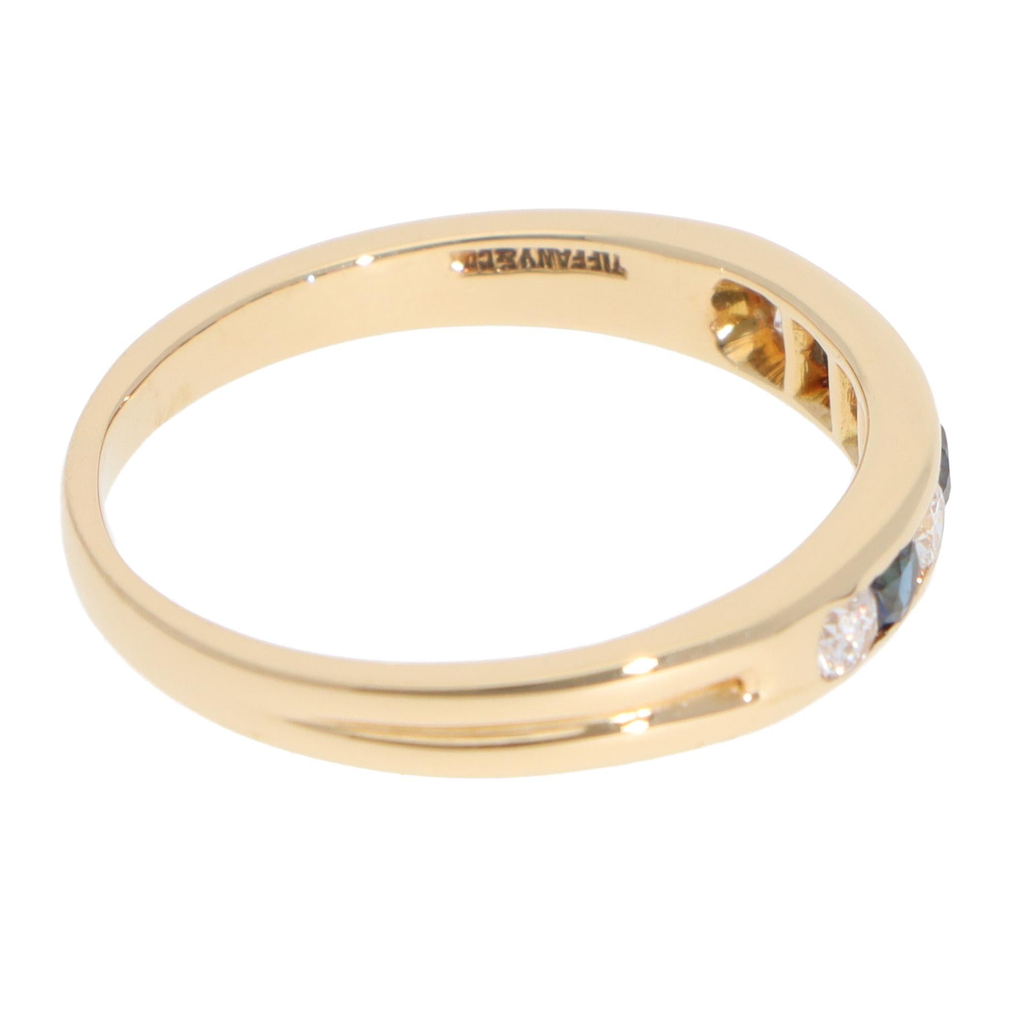 Brilliant Cut Vintage Tiffany & Co. Diamond and Sapphire Half Eternity Ring