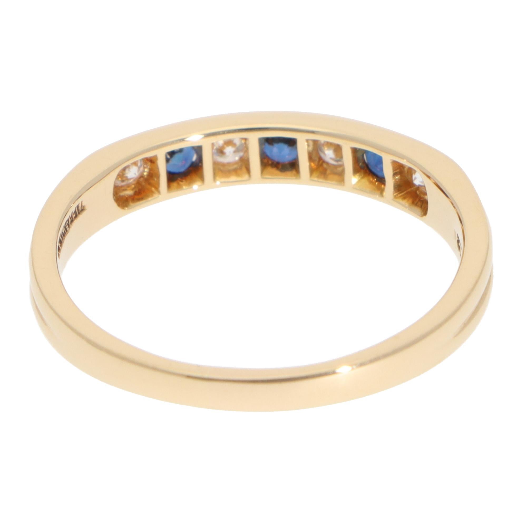 Vintage Tiffany & Co. Diamond and Sapphire Half Eternity Ring In Good Condition In London, GB