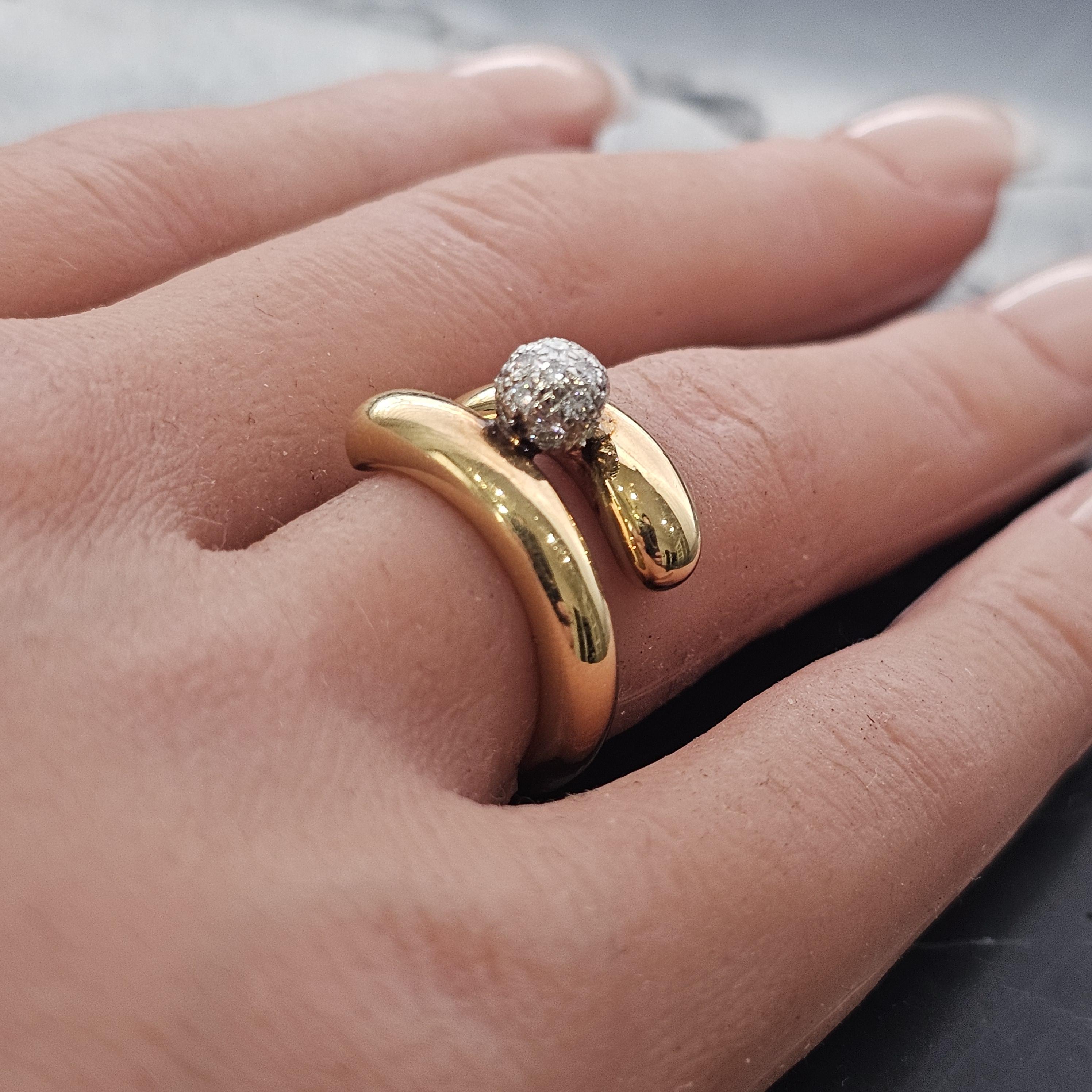 Weinlese Tiffany & Co. Diamant-Kugel-Ring Pave Bypass 18k Gold Platin sz 5 13,1g (Rundschliff) im Angebot