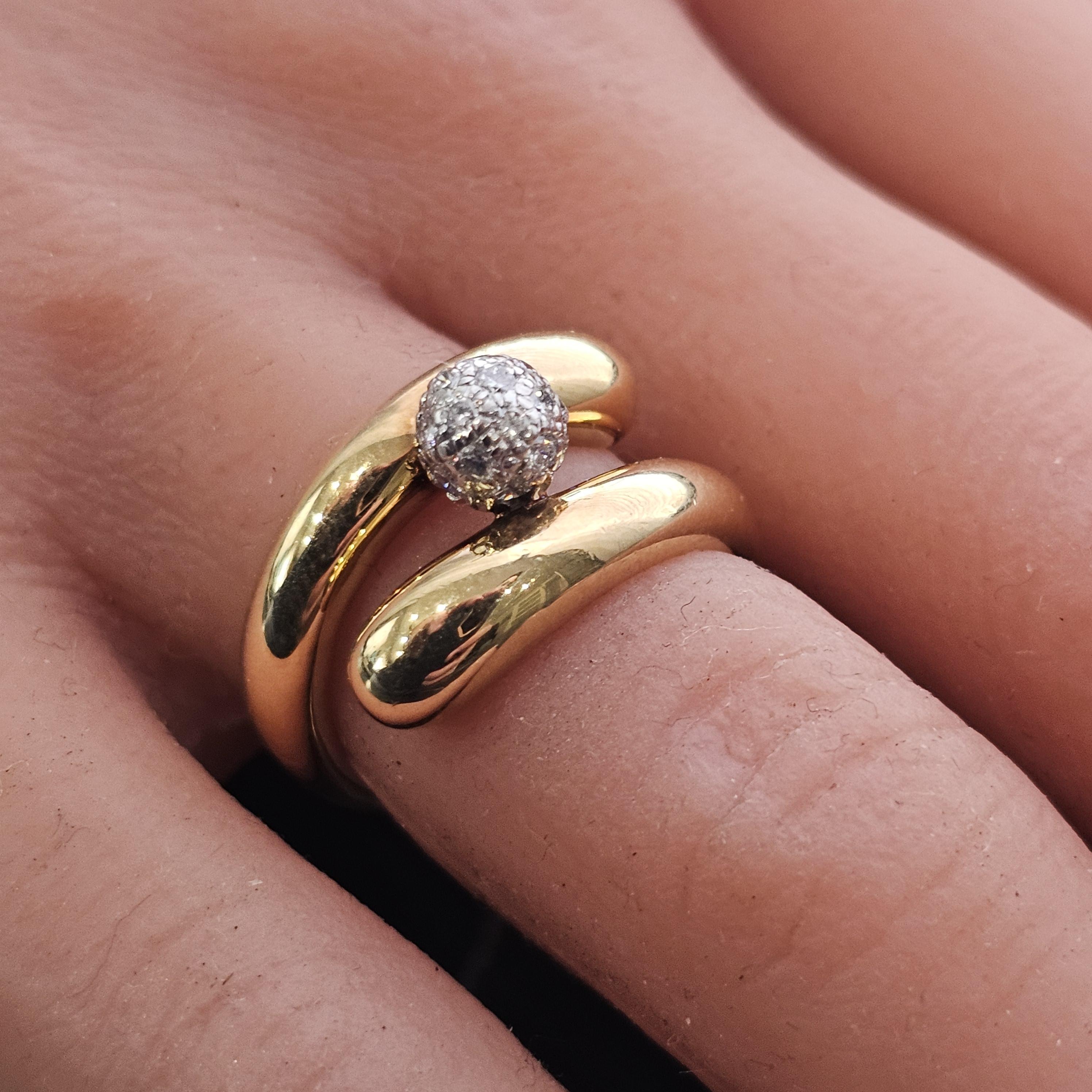 Weinlese Tiffany & Co. Diamant-Kugel-Ring Pave Bypass 18k Gold Platin sz 5 13,1g im Zustand „Gut“ im Angebot in Northbrook, IL