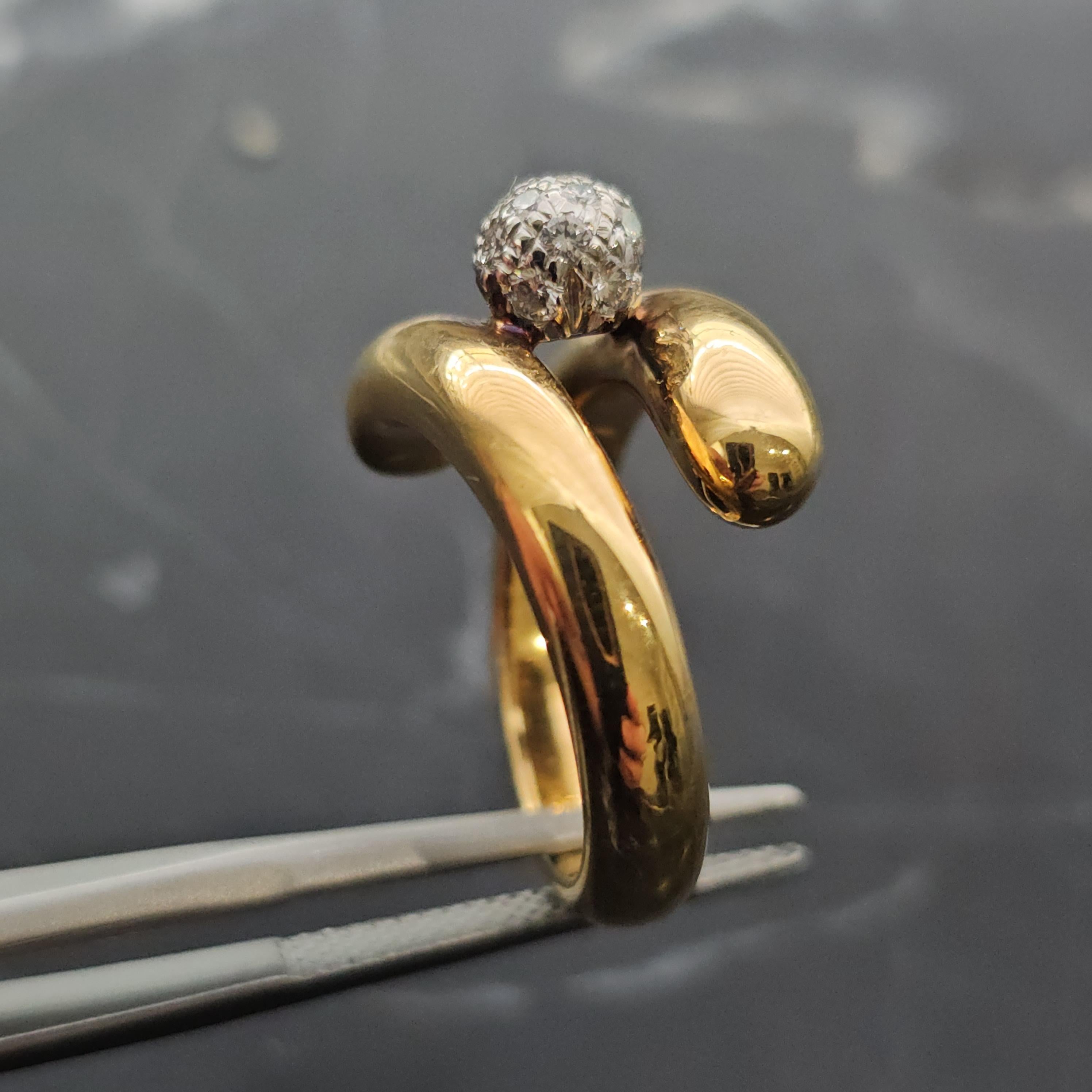 Weinlese Tiffany & Co. Diamant-Kugel-Ring Pave Bypass 18k Gold Platin sz 5 13,1g Damen im Angebot