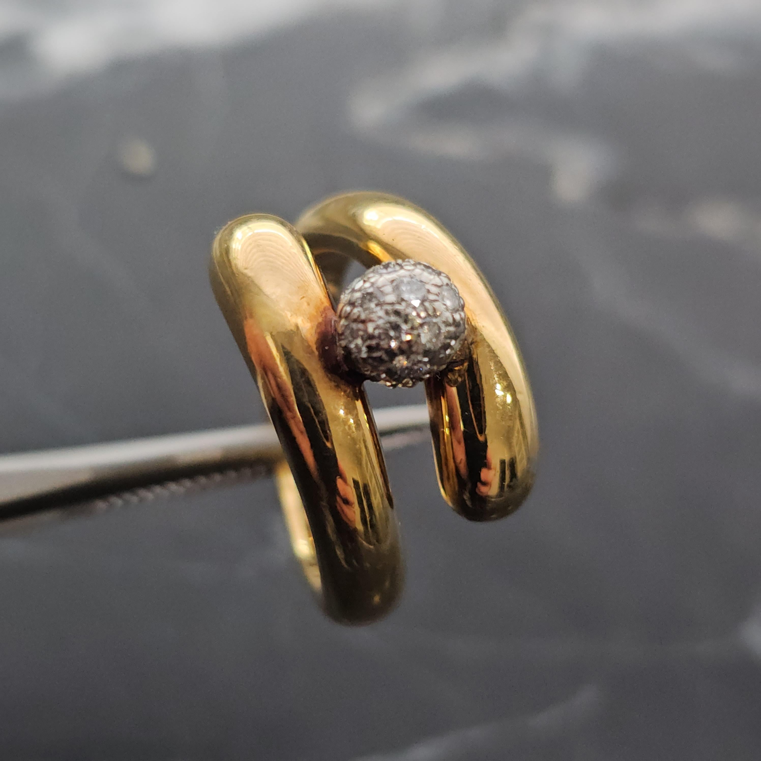 Weinlese Tiffany & Co. Diamant-Kugel-Ring Pave Bypass 18k Gold Platin sz 5 13,1g im Angebot 1