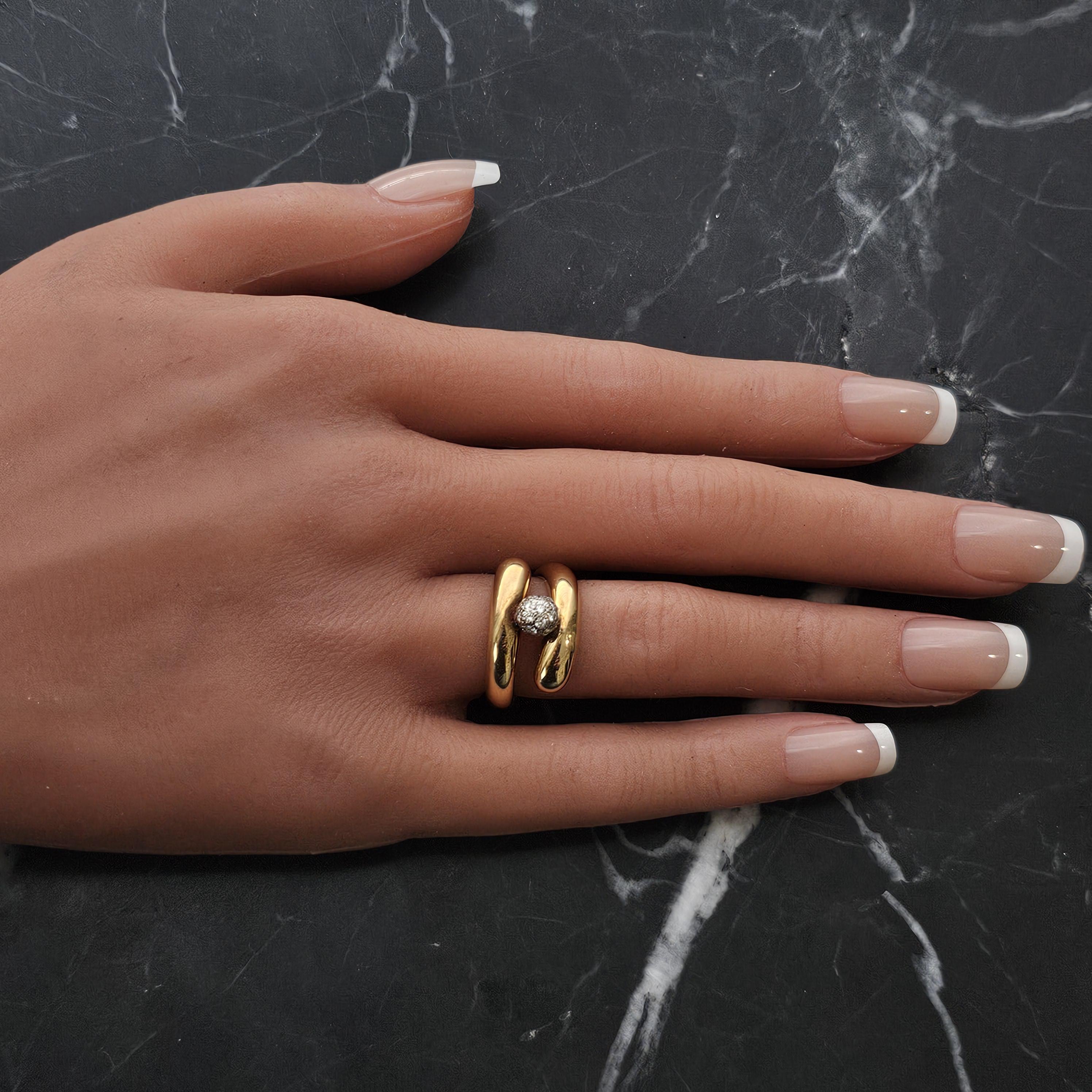 Weinlese Tiffany & Co. Diamant-Kugel-Ring Pave Bypass 18k Gold Platin sz 5 13,1g im Angebot 3