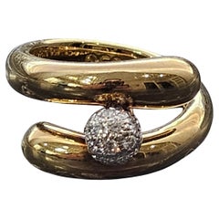 Vintage Tiffany 
Co. Bague Diamond Ball and Ball Pave Bypass Or 18k Platine sz 5 13.1g