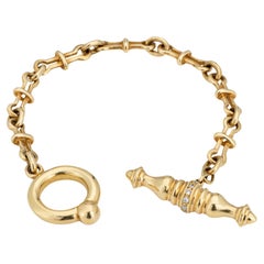 Vintage Tiffany & Co. Bracciale con diamanti in oro giallo 18k con chiusura a ginocchiera 6,25" Gioielli