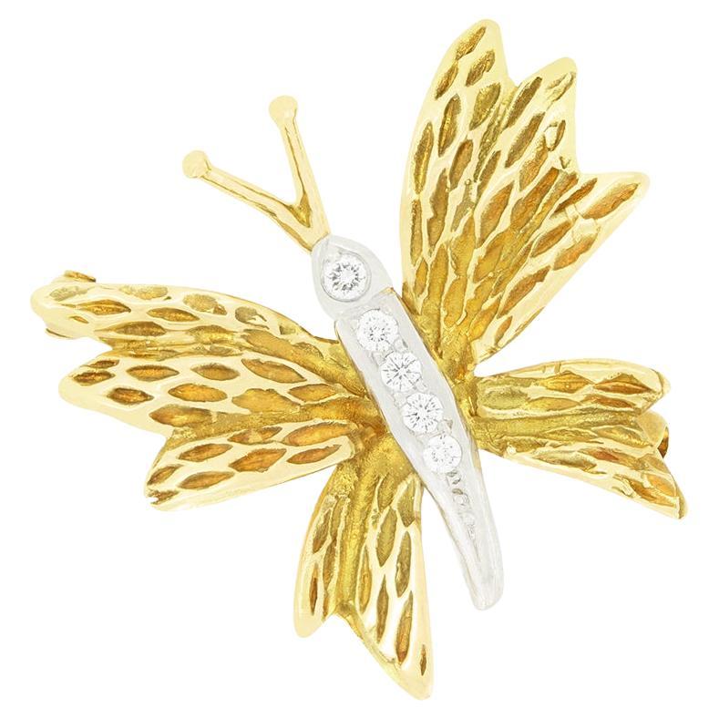 Vintage Tiffany 
Co. Diamond Butterfly Brooch, c.1980s For Sale