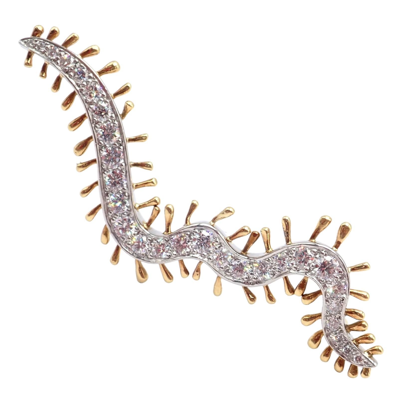 Taglio brillante Tiffany & Co. d'epoca. Spilla con millepiedi di diamanti in oro giallo e platino in vendita