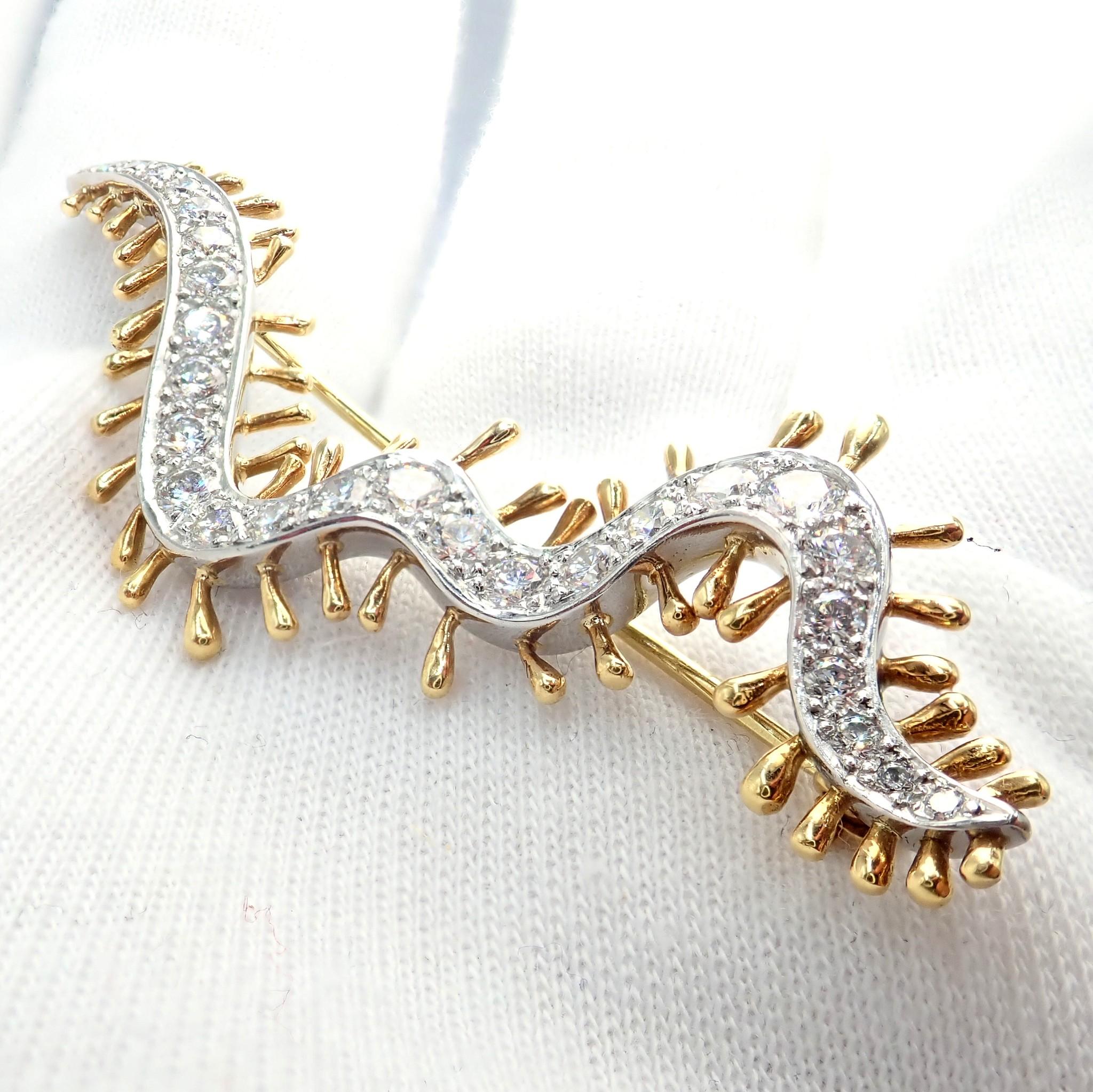 Tiffany & Co. d'epoca. Spilla con millepiedi di diamanti in oro giallo e platino in vendita 2