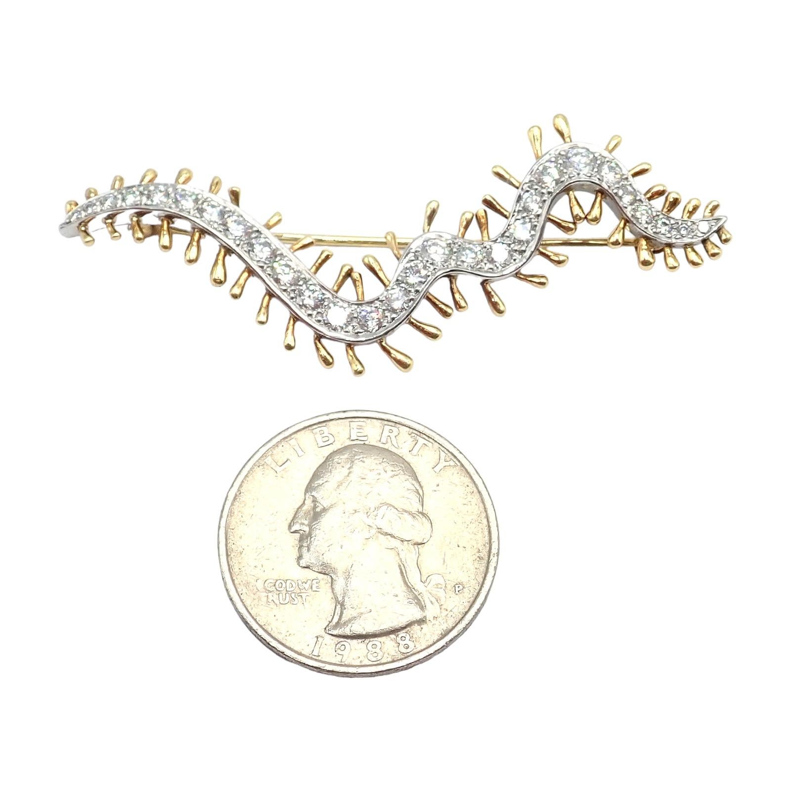 Tiffany & Co. d'epoca. Spilla con millepiedi di diamanti in oro giallo e platino in vendita 3