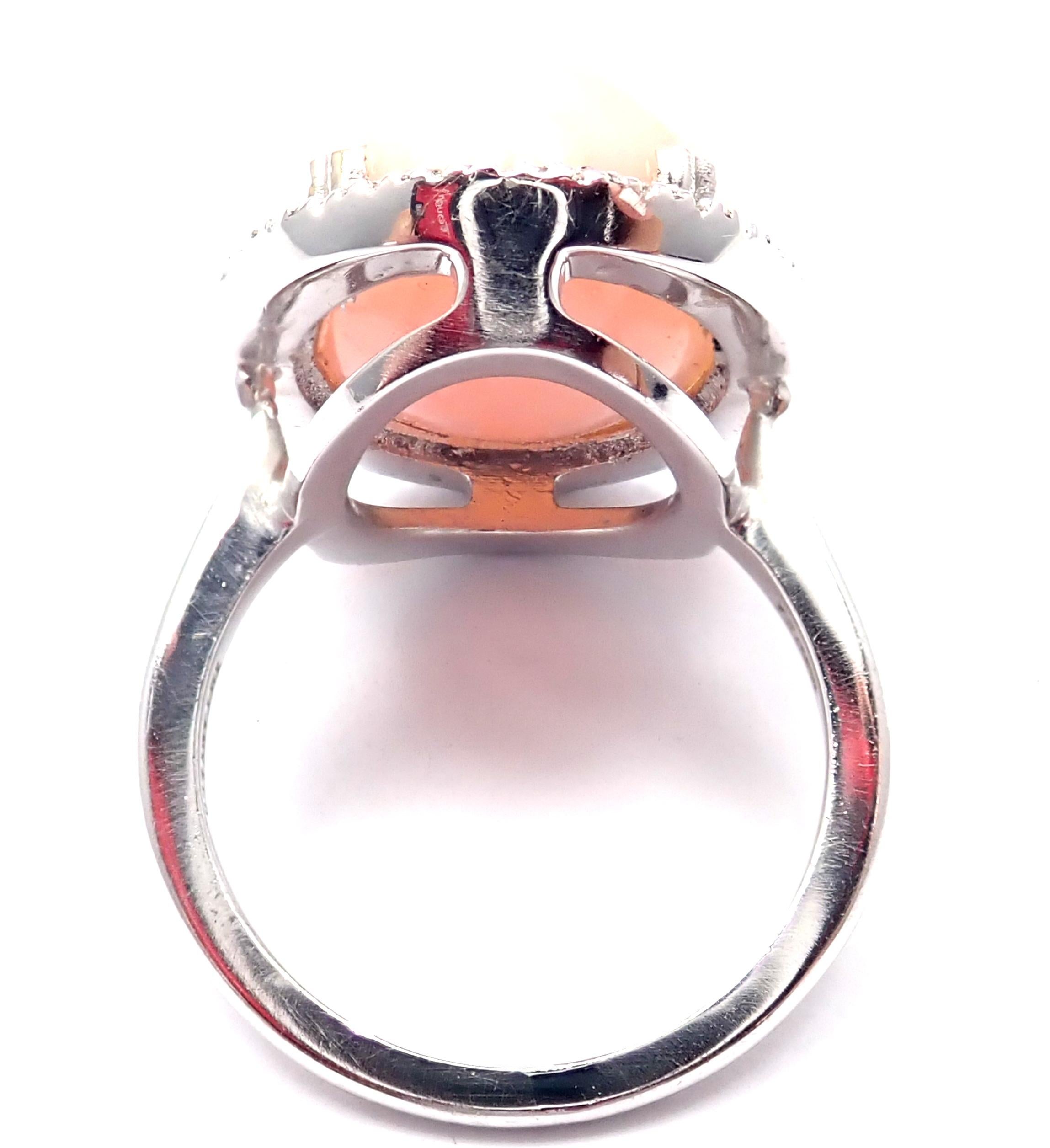 Brilliant Cut Vintage Tiffany & Co. Diamond Coral Platinum Cocktail Ring