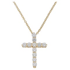 Vintage Tiffany & Co. Diamond Cross Necklace in Yellow Gold