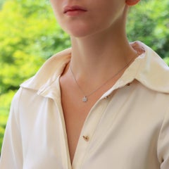 Vintage Tiffany & Co. Diamond Daisy Pendant Necklace Set in 18k White Gold