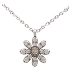 Vintage Tiffany & Co. Diamond Daisy Pendant Necklace Set in 18k White Gold