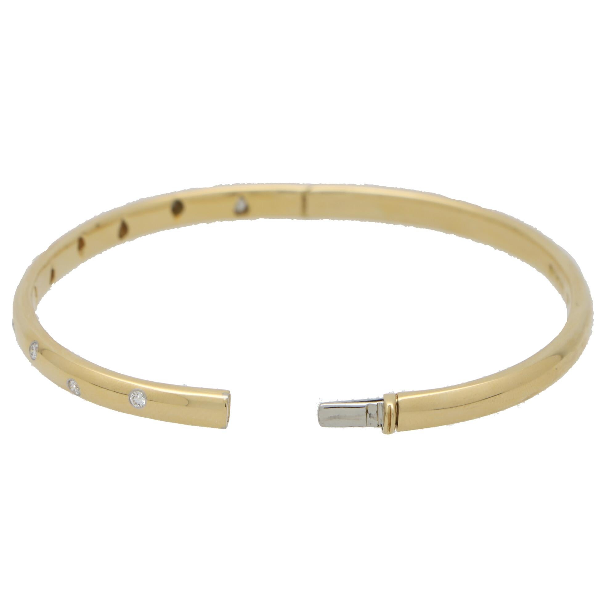 Modern Vintage Tiffany & Co. Diamond 'Dots' Bangle in 18k Yellow Gold
