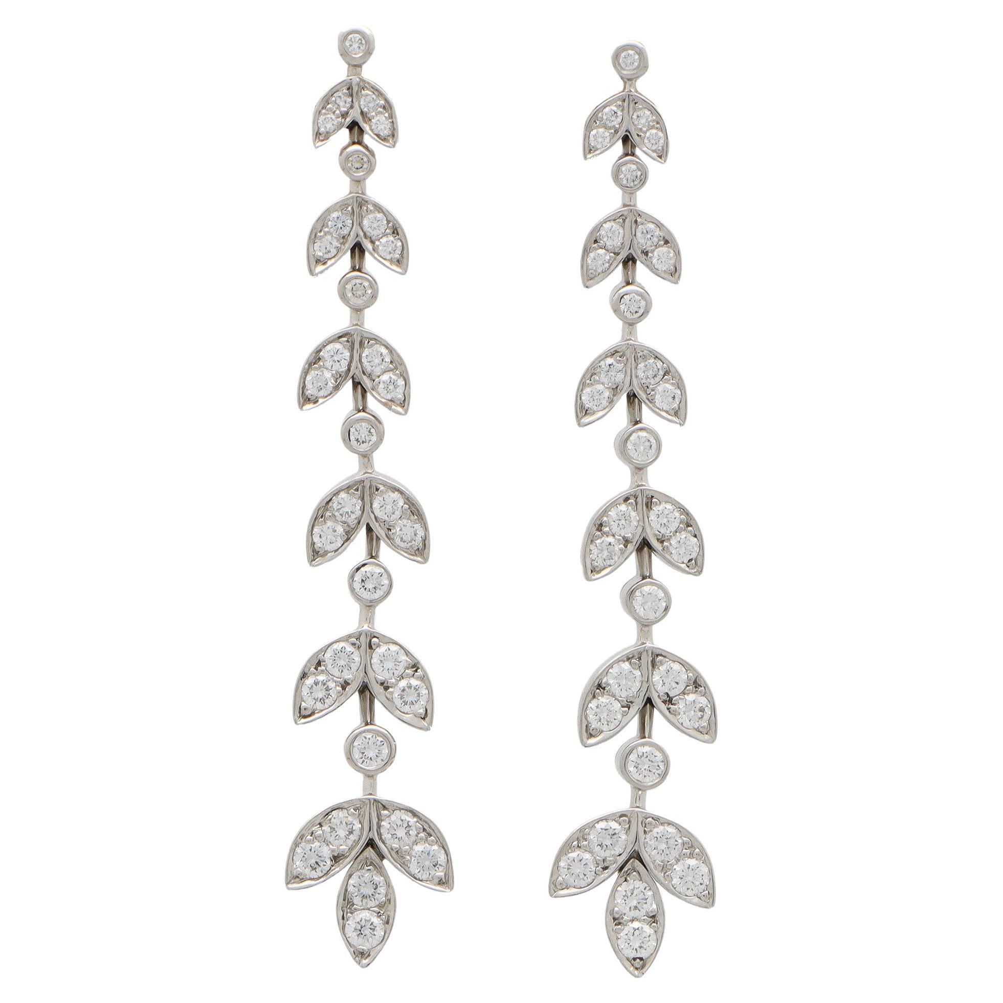 Vintage Tiffany & Co. Diamond Drop ‘Wisteria’ Earrings Set in Platinum