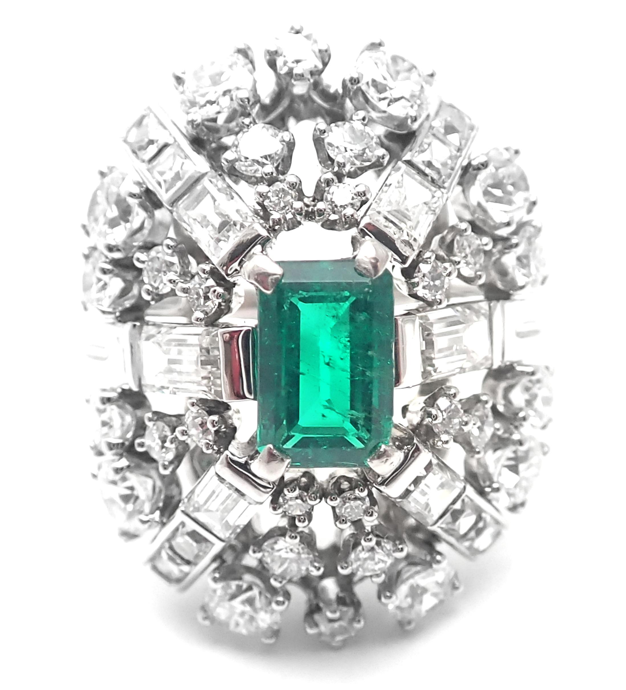 emerald platinum ring art deco