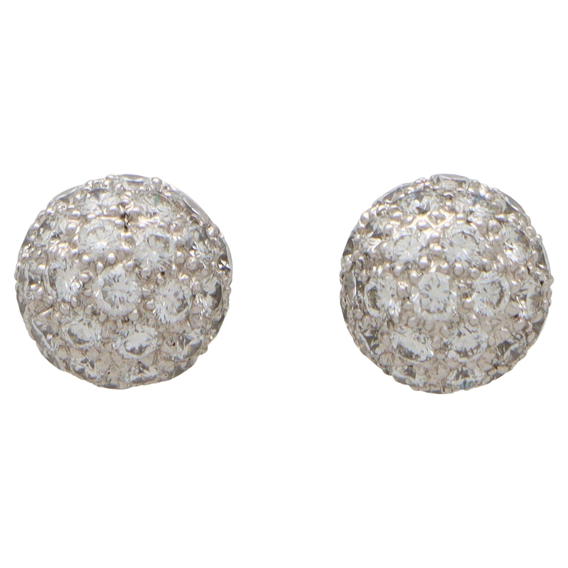 Vintage Tiffany & Co. Boucles d'oreilles Etoile Ball Ball en platine avec diamants en vente